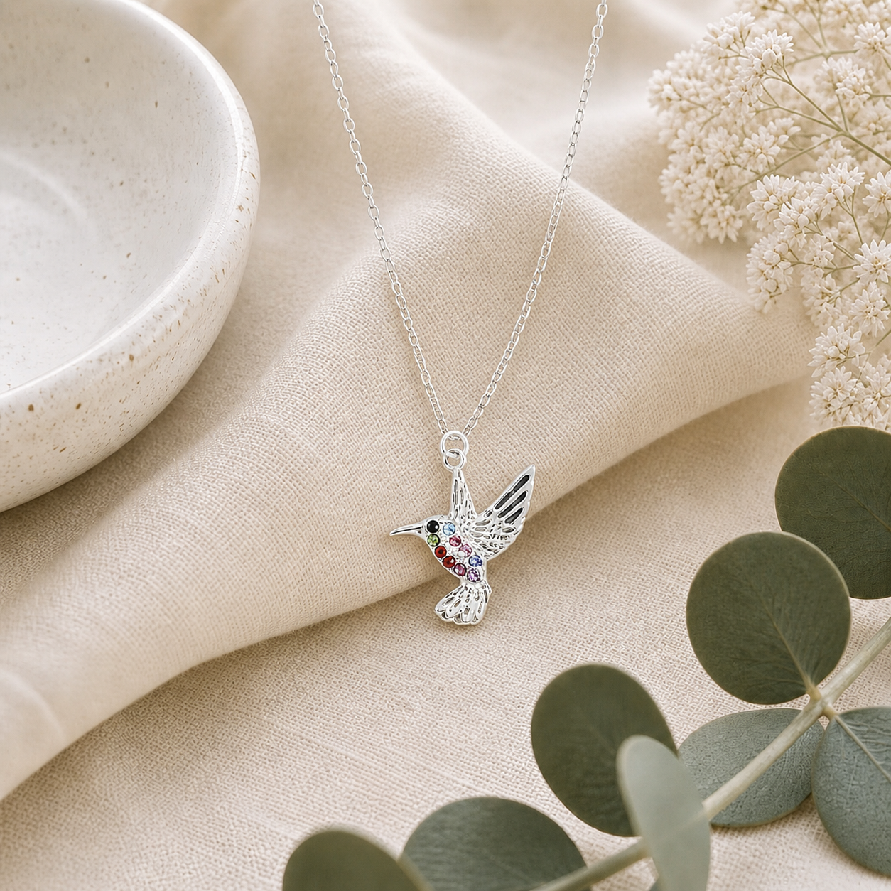 Colourful Crystal Bird Necklace - The Pet Drop