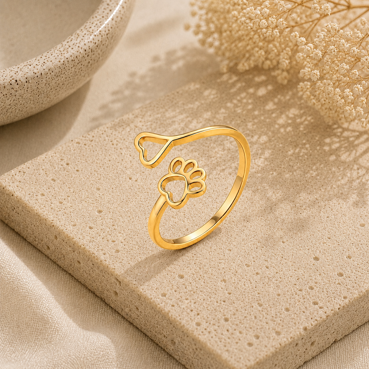 Paws of Love Ring Rose Gold - The Pet Drop