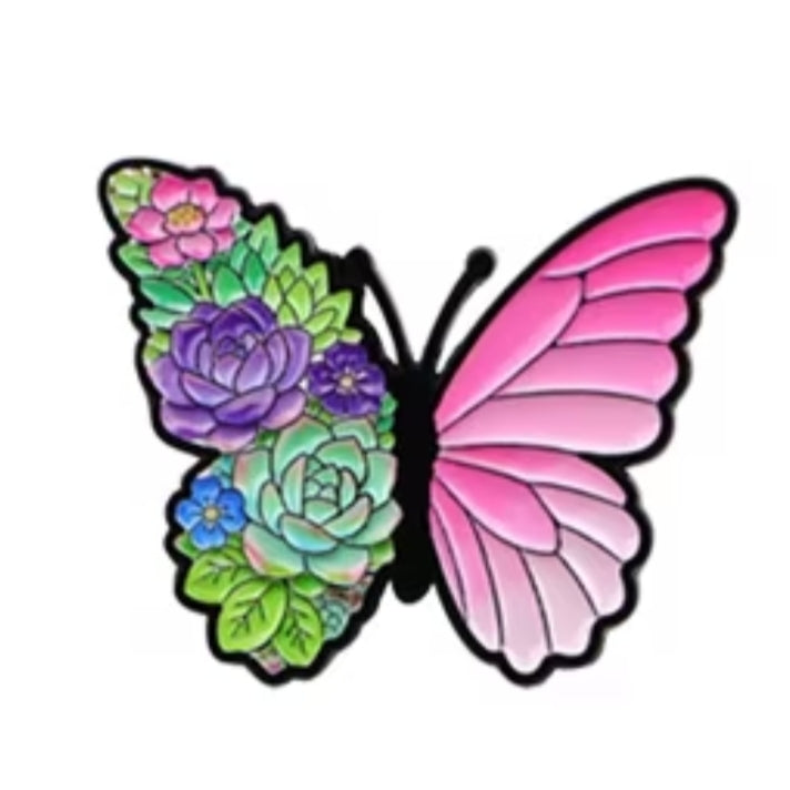 Spring Flowery Butterfly Badge - The Pet Drop