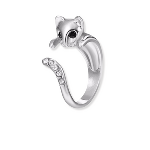 Crystal Kitty Ring