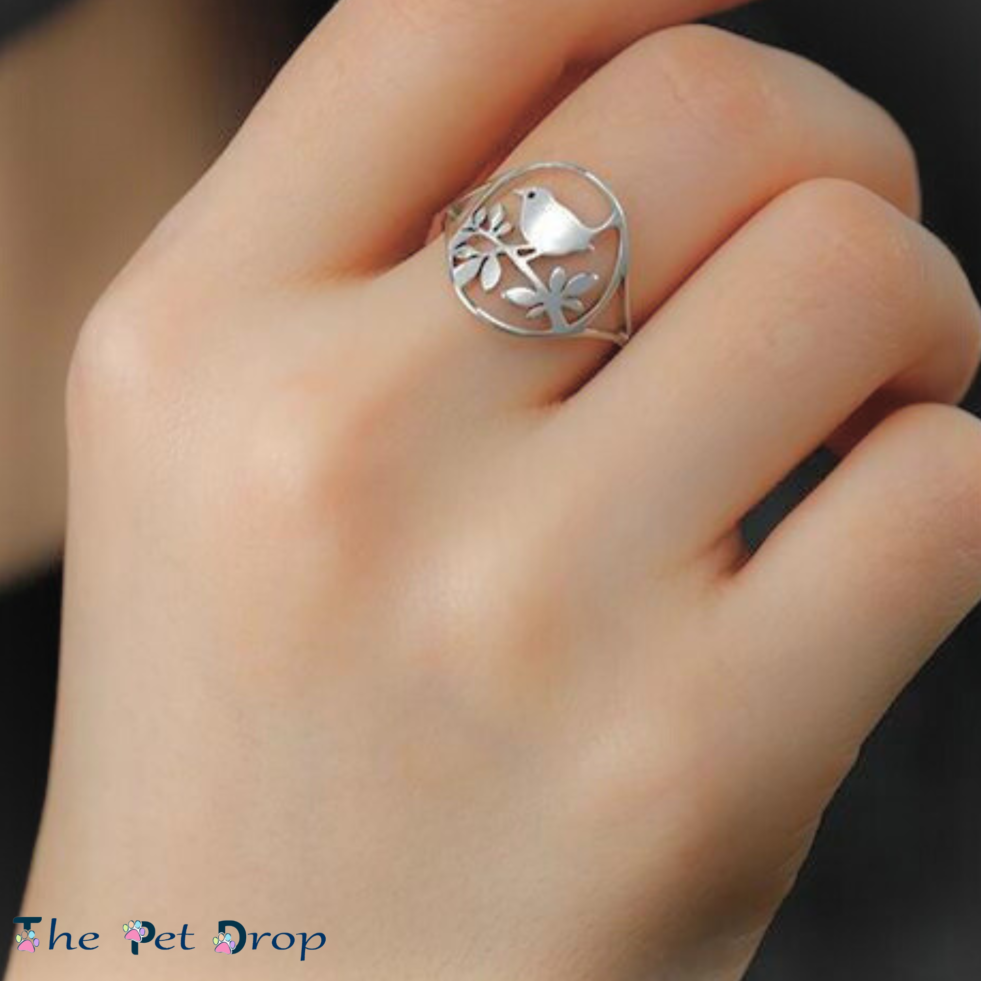 Forever Robin Ring on a ladies hand. Part of our Robin Jewellery collection