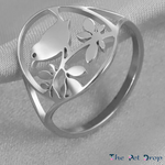 Forever Robin Ring on a grey cloth. Part of our Robin Jewellery collection