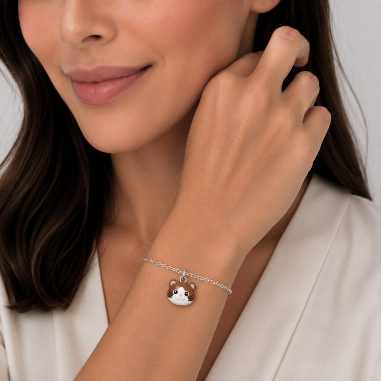 Brown and White Cat Bracelet - The Pet Drop