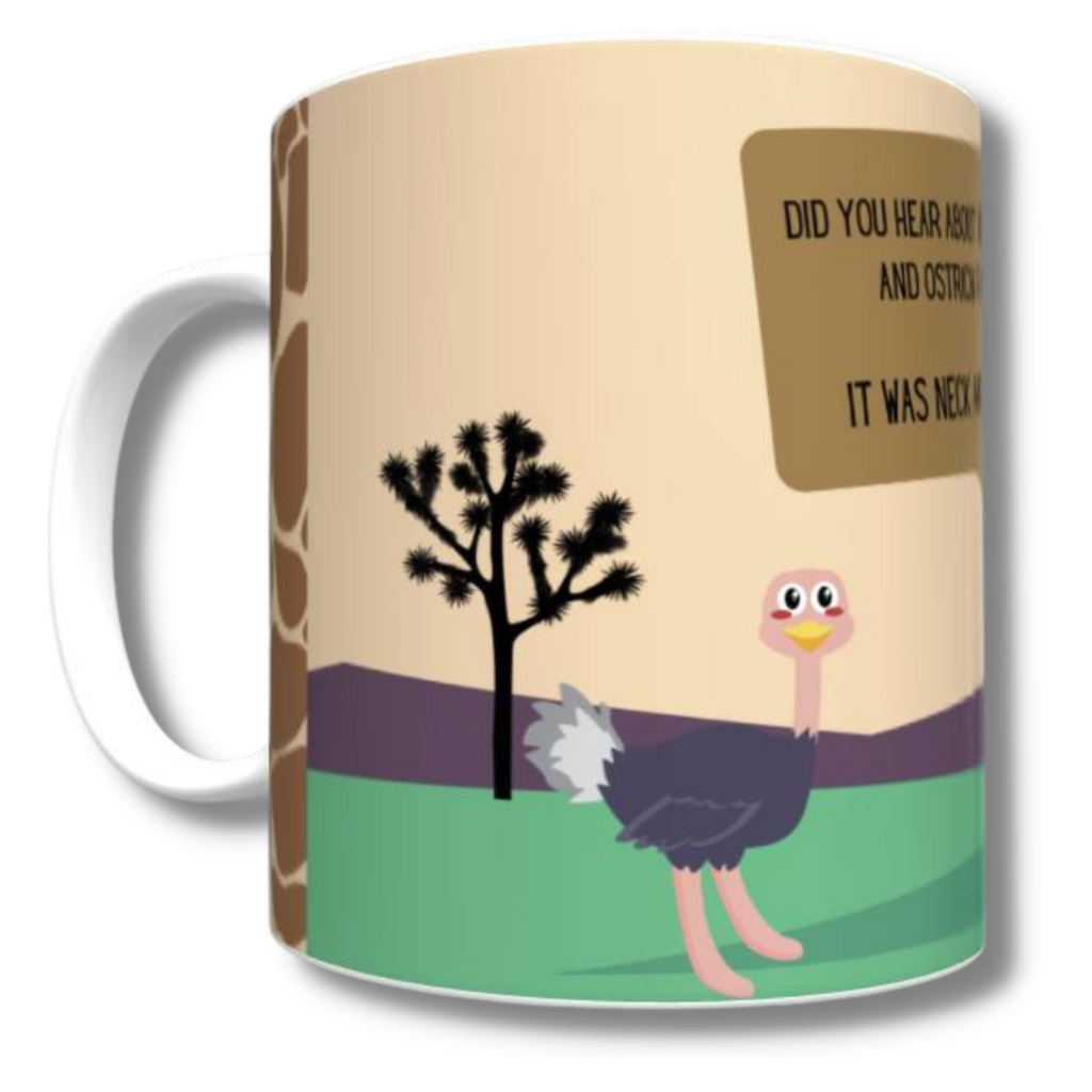 Ostrich & Giraffe Crack-a-Joke Mug