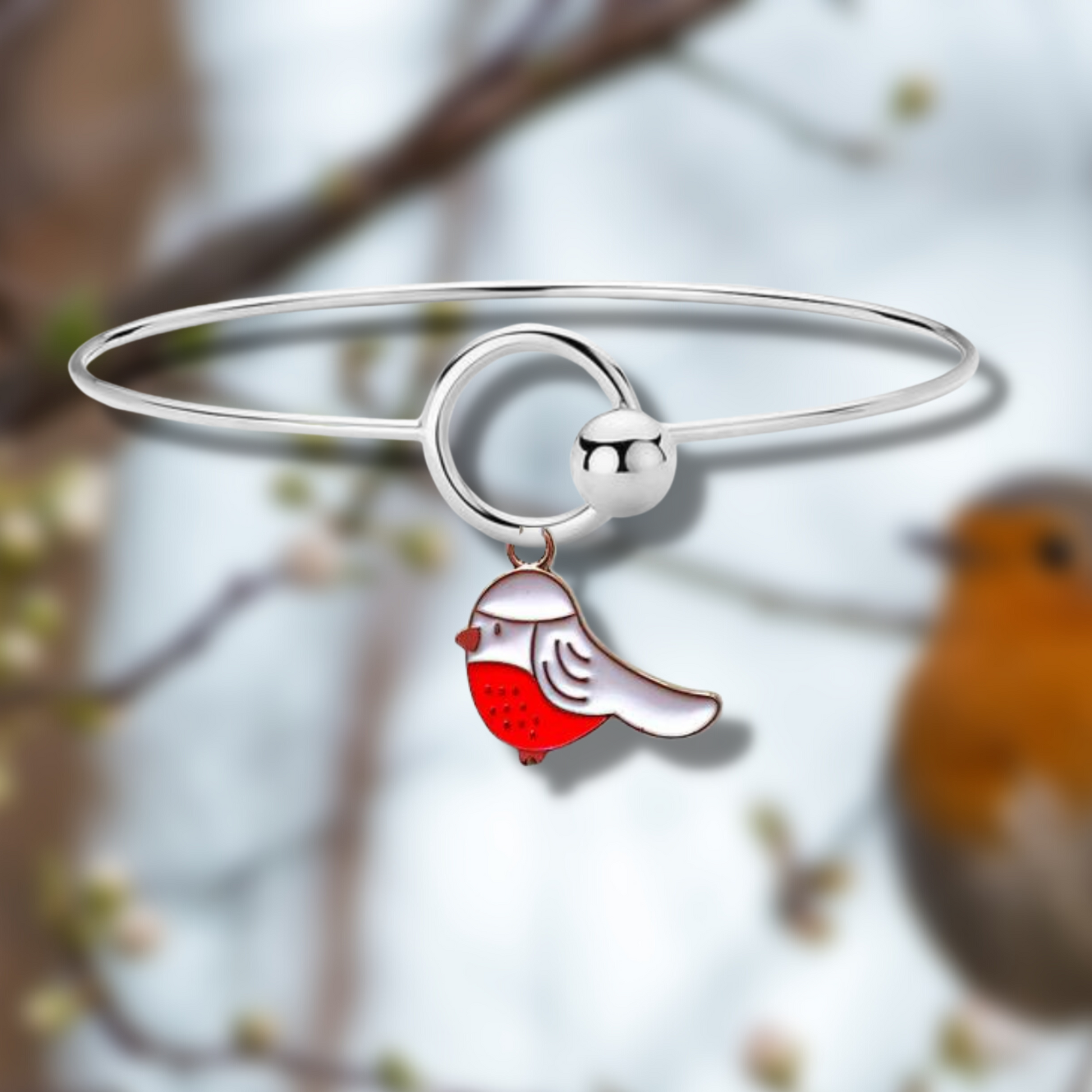 Christmas Robin Bangle - The Pet Drop