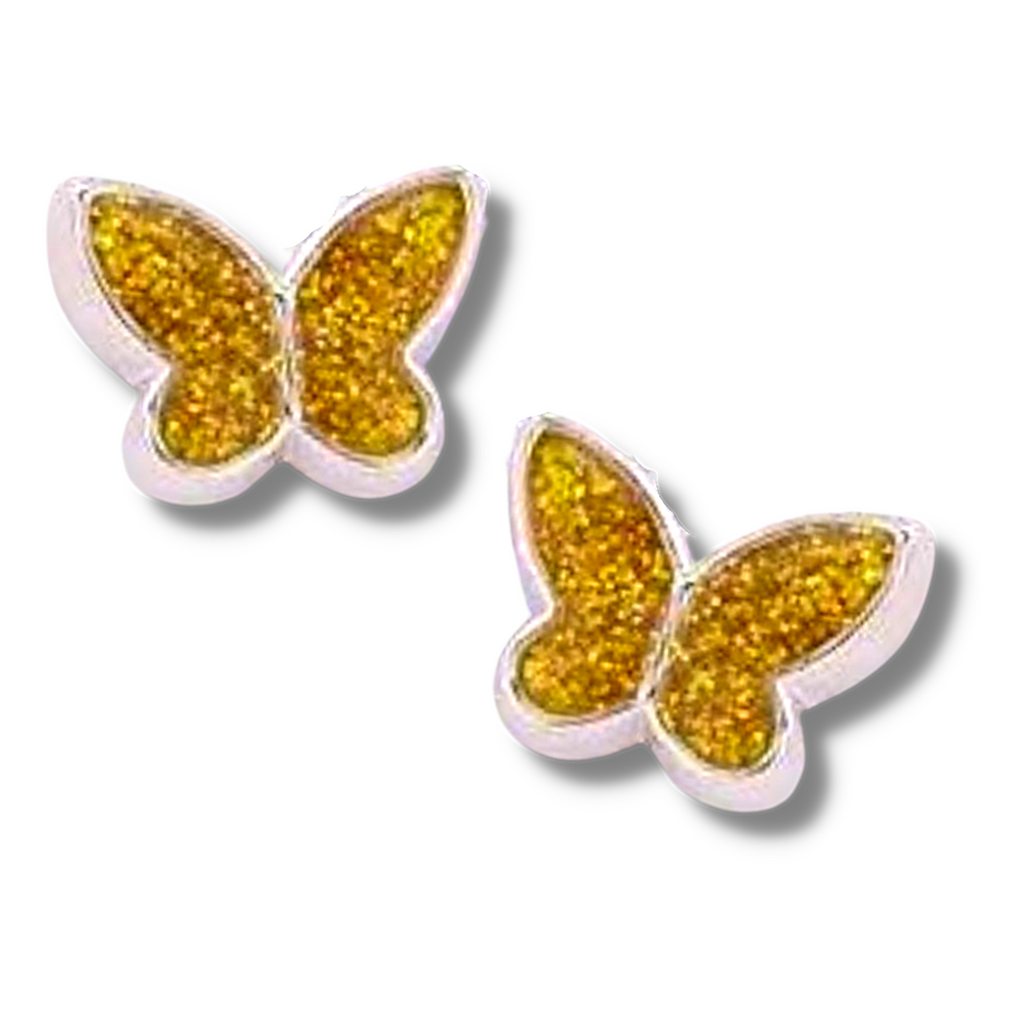 Yellow Sparkle Butterfly Earrings