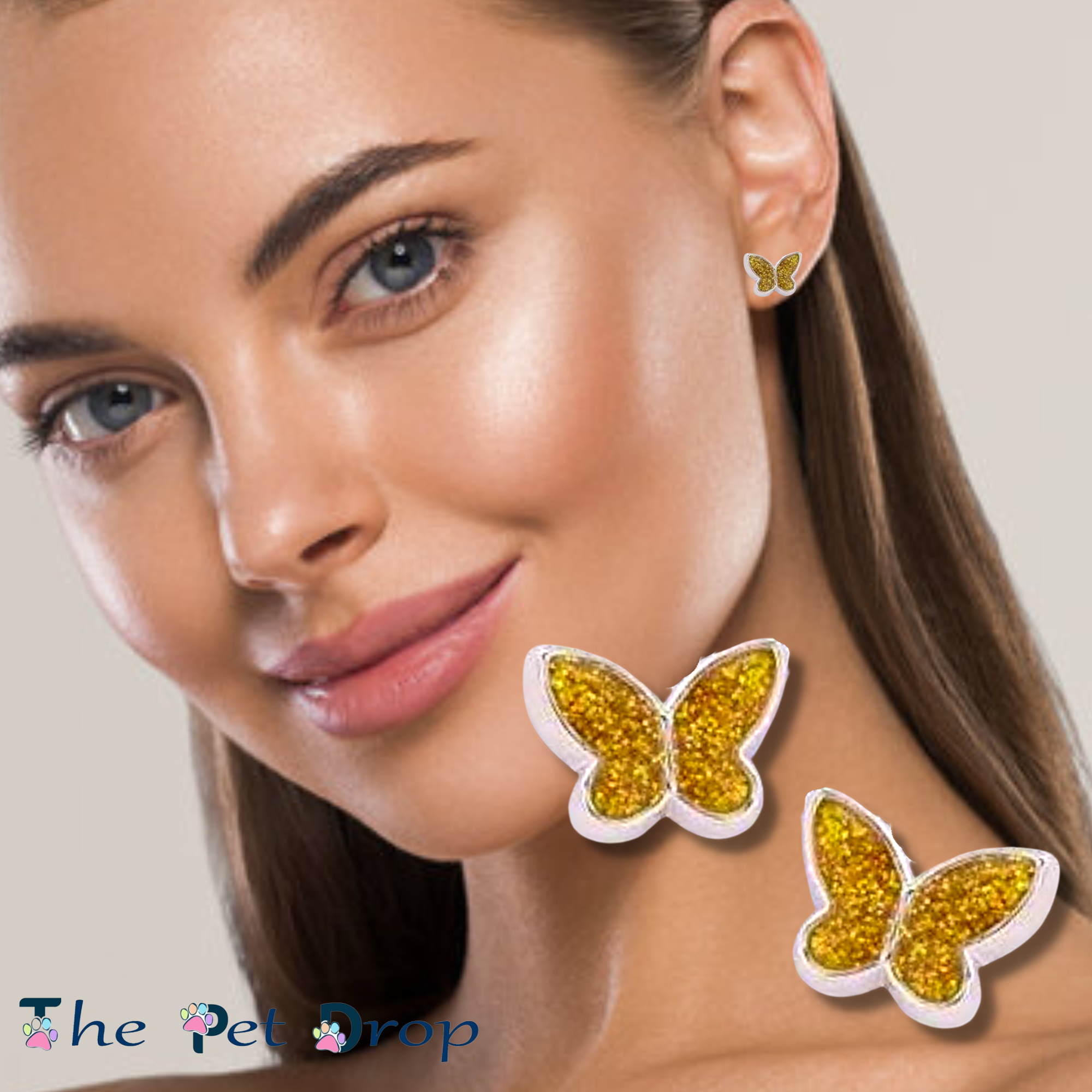 Yellow Sparkle Butterfly Earrings