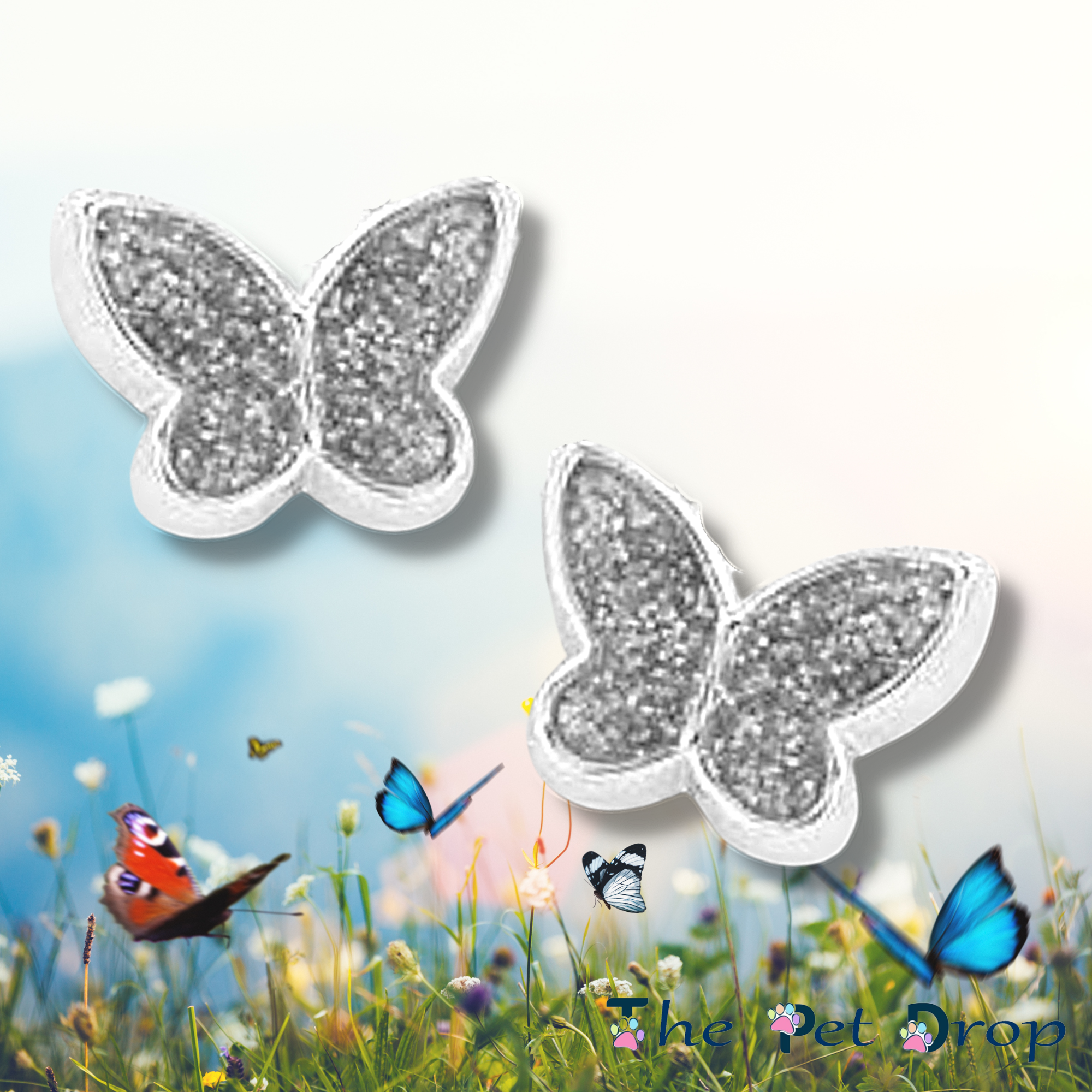 Silver Sparkle Butterfly Earrings