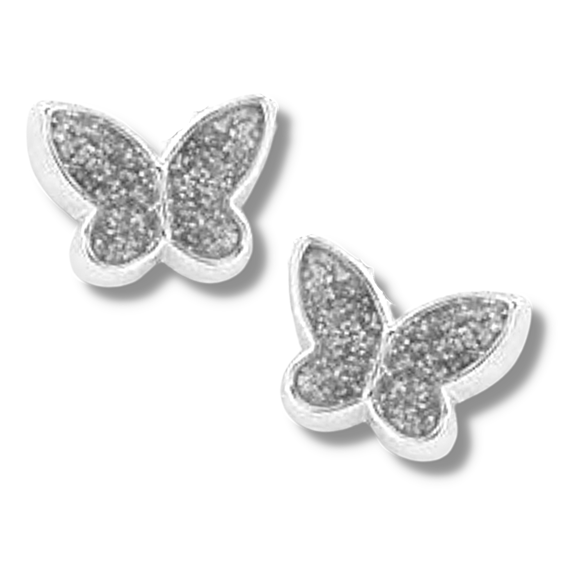 Silver Sparkle Butterfly Earrings