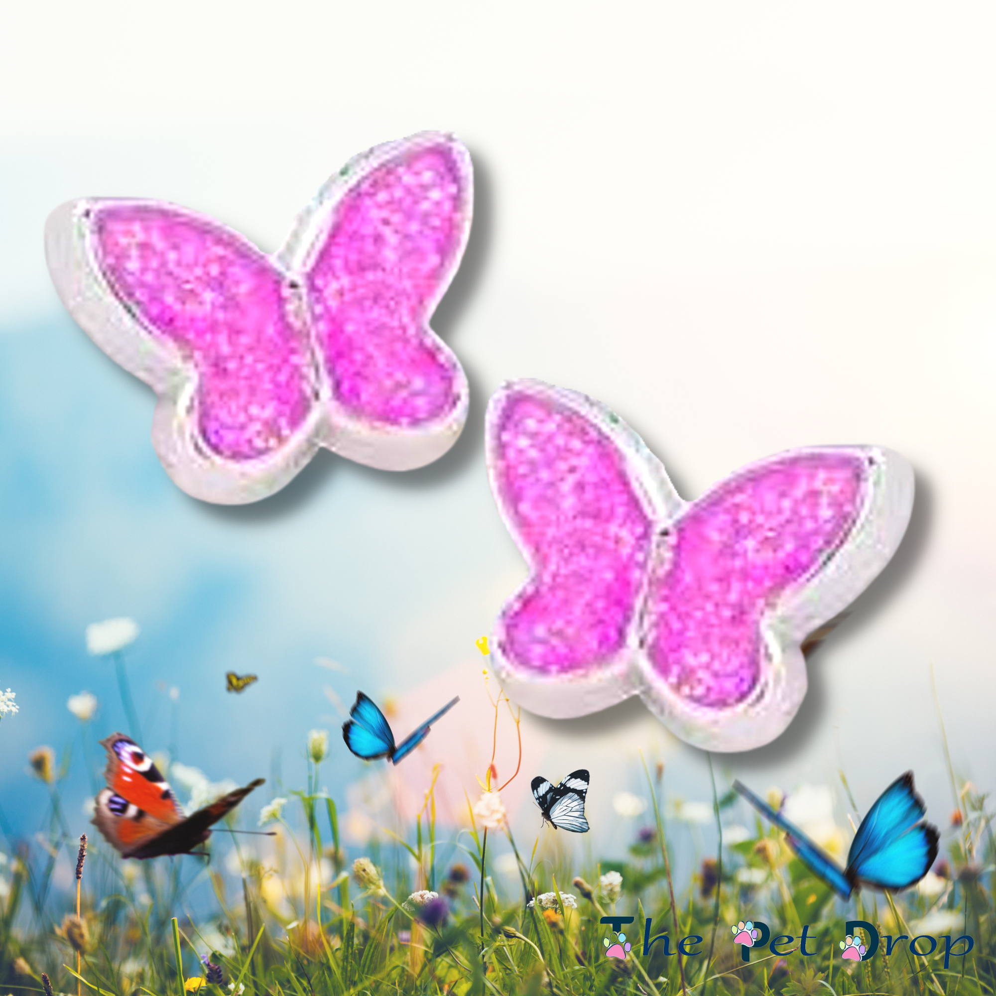 Pink Sparkle Butterfly Earrings