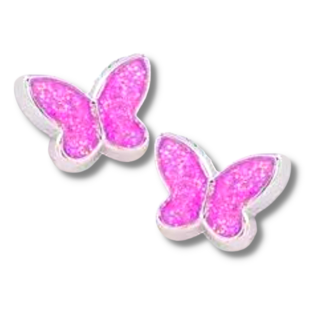 Pink Sparkle Butterfly Earrings