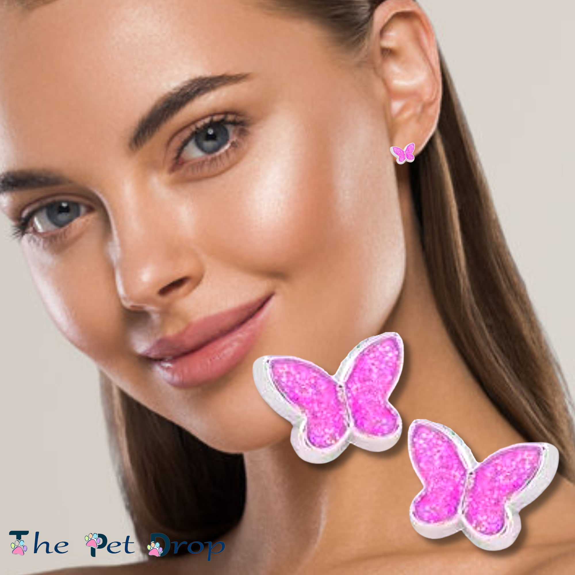 Pink Sparkle Butterfly Earrings