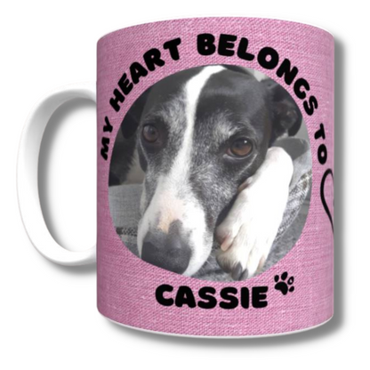 My Heart Belongs to Mug (Dog Personalised Pink) - The Pet Drop