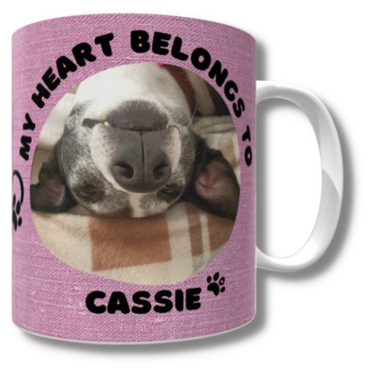 My Heart Belongs to Mug (Dog Personalised Pink) - The Pet Drop