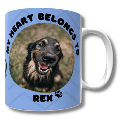 My Heart Belongs to Mug (Dog Personalised Blue) - The Pet Drop