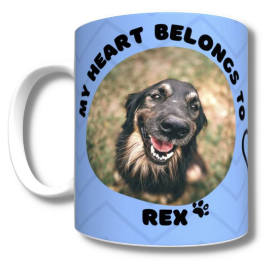 My Heart Belongs to Mug (Dog Personalised Blue) - The Pet Drop