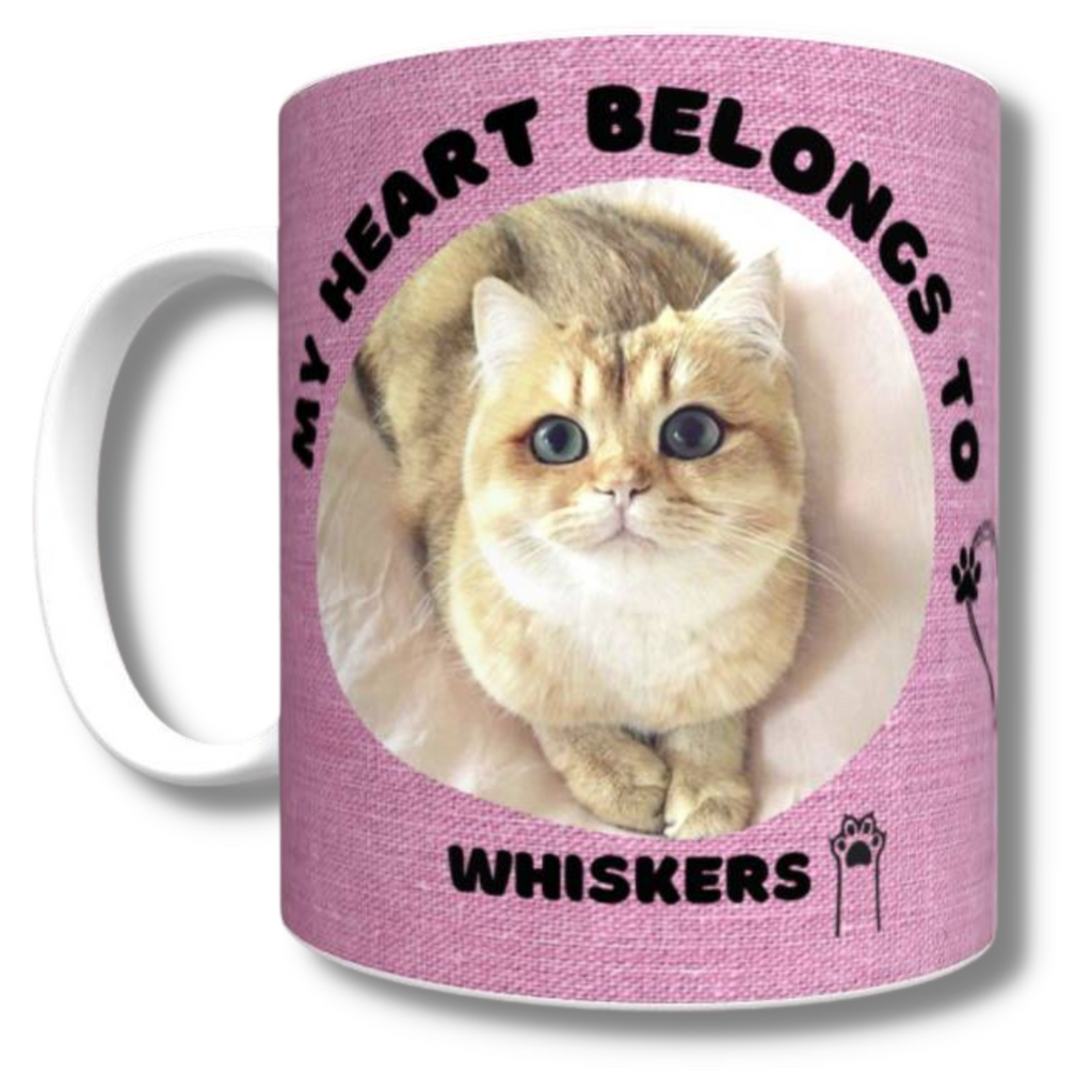 My Heart Belongs to Mug (Cat Personalised Pink)