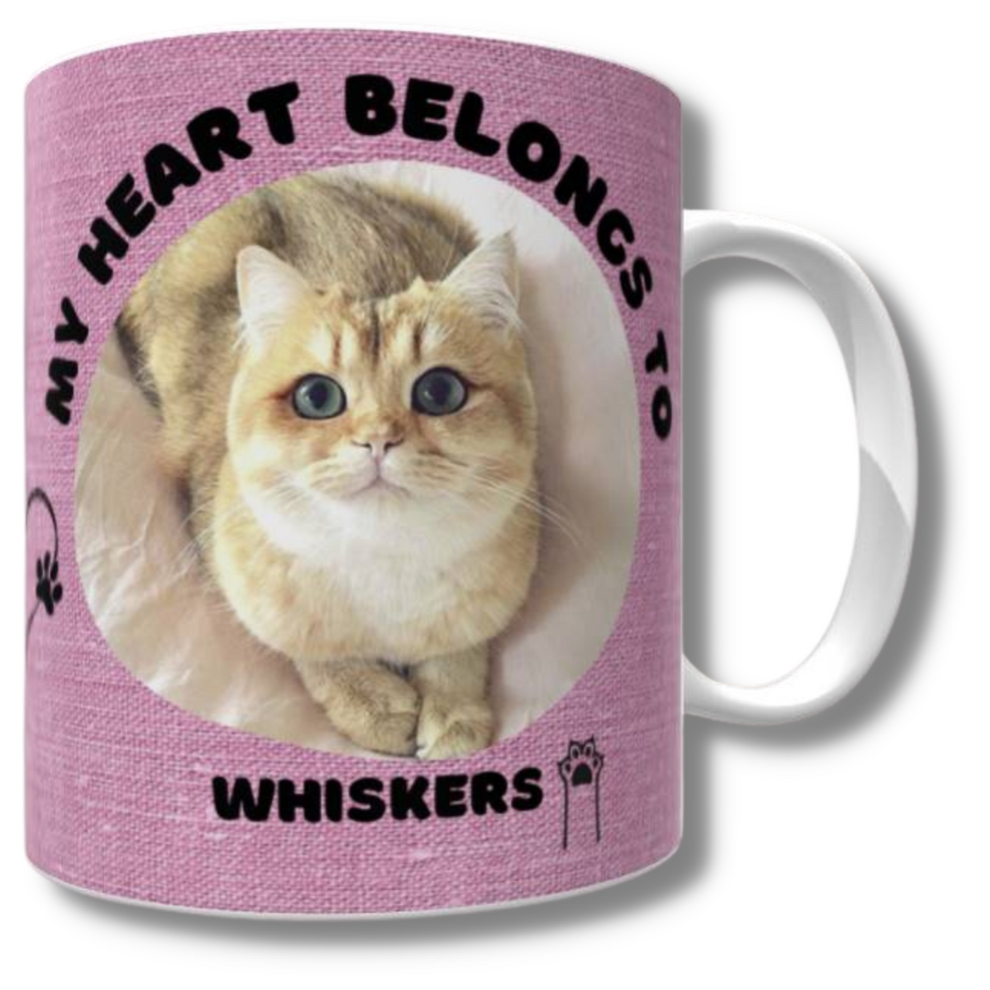 My Heart Belongs to Mug (Cat Personalised Pink) - The Pet Drop