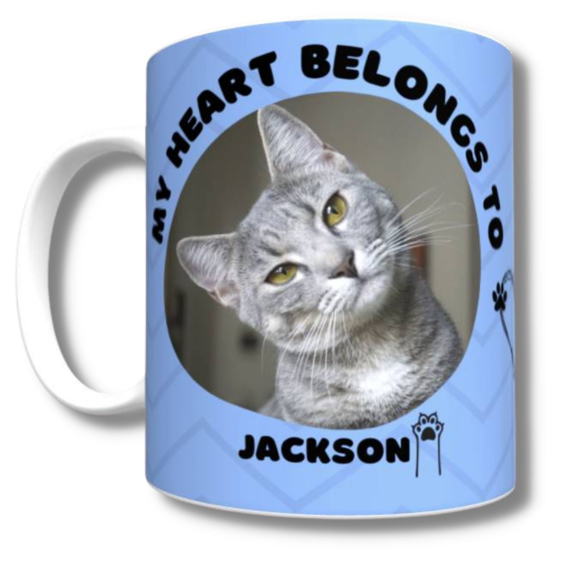 My Heart Belongs to Mug (Cat Personalised Blue) - The Pet Drop