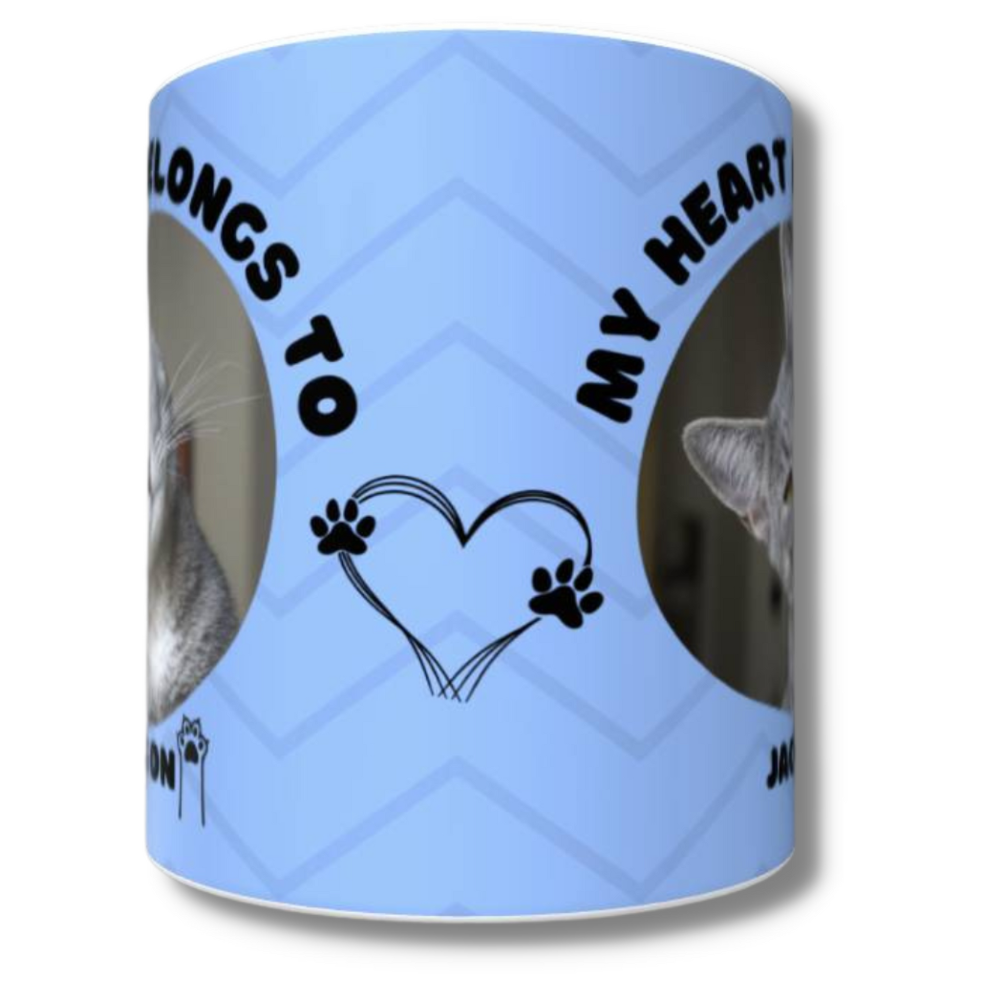 My Heart Belongs to Mug (Cat Personalised Blue) - The Pet Drop