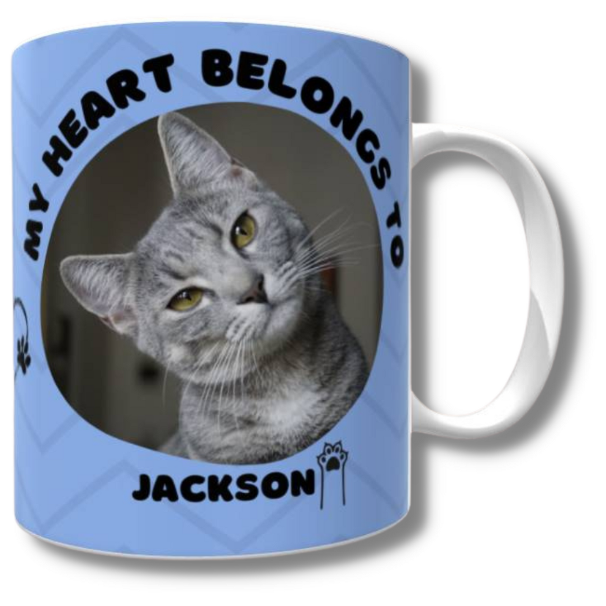 My Heart Belongs to Mug (Cat Personalised Blue) - The Pet Drop
