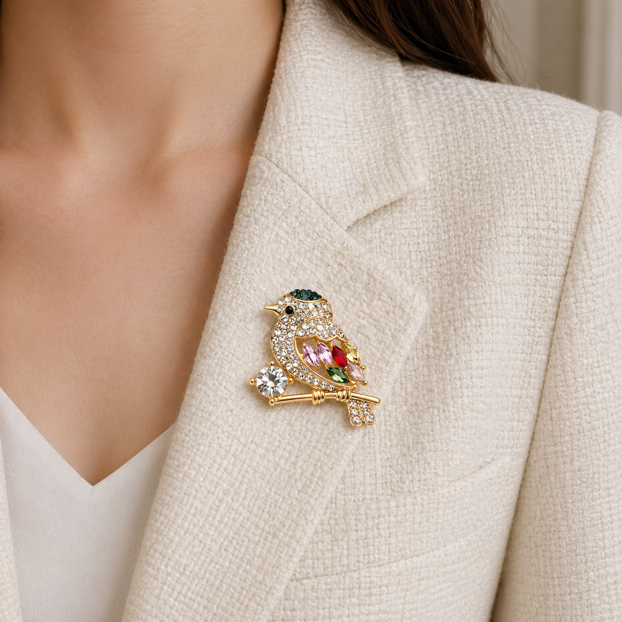 Colourful Robin Brooch - The Pet Drop