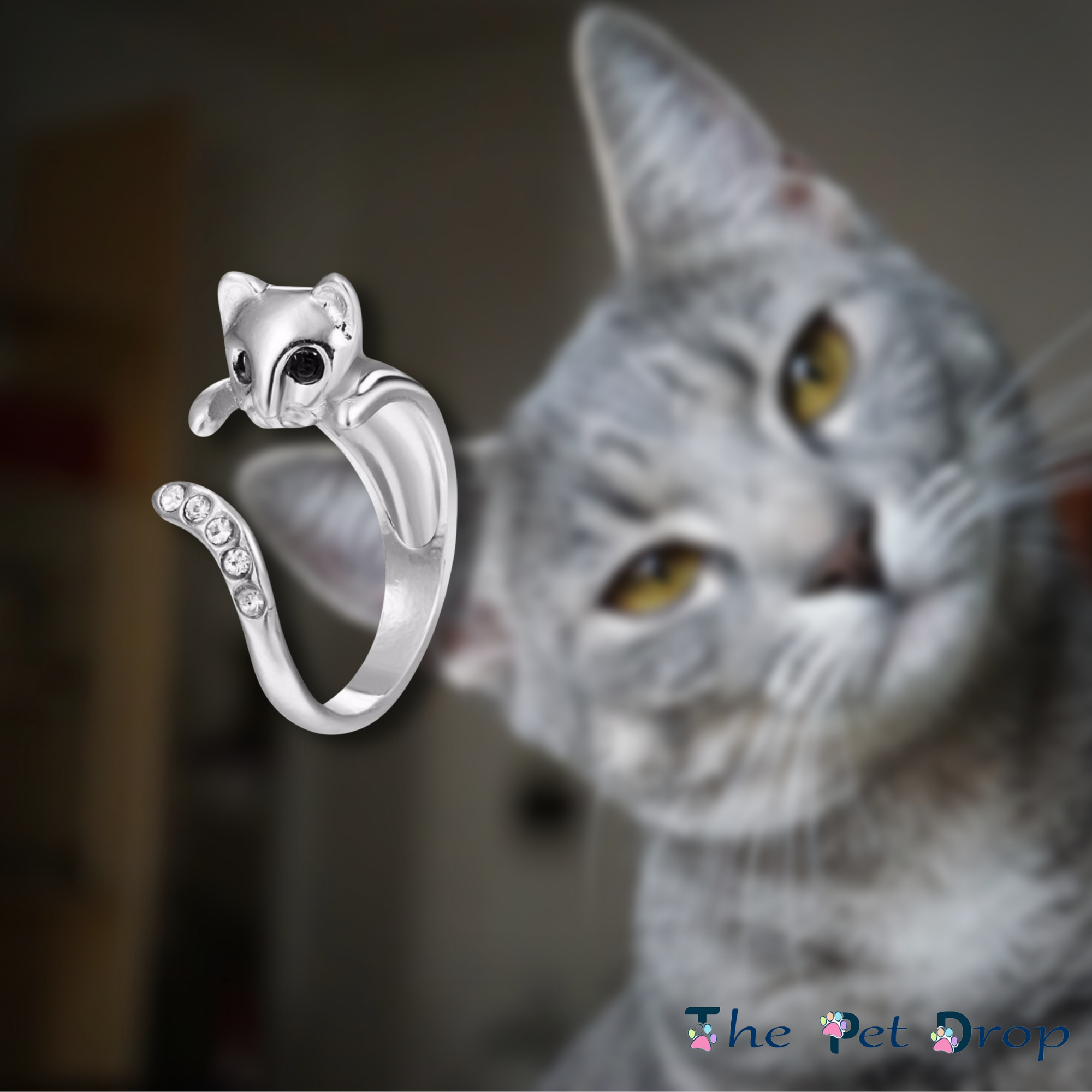 Crystal Kitty Ring