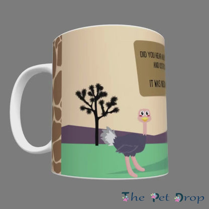 Ostrich & Giraffe Crack-a-Joke Mug