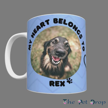My Heart Belongs to Mug (Dog Personalised Blue)