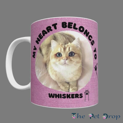 My Heart Belongs to Mug (Cat Personalised Pink)