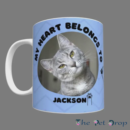My Heart Belongs to Mug (Cat Personalised Blue)
