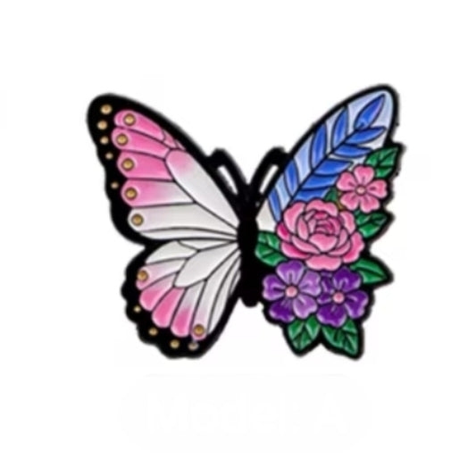 Pink Flowery Butterfly Badge - The Pet Drop