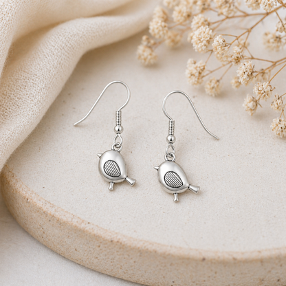 Silver Robin Drop Earrings - The Pet Drop