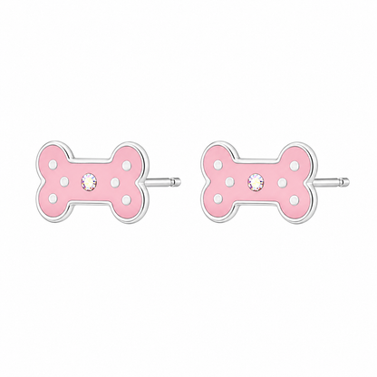 Sterling Silver Pink Crystal Bone Earrings - The Pet Drop