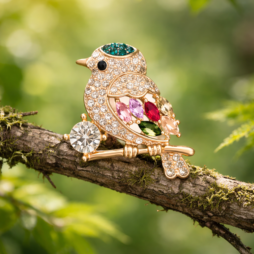 Colourful Robin Brooch - The Pet Drop