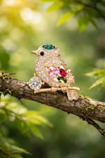 Colourful Robin Brooch - The Pet Drop