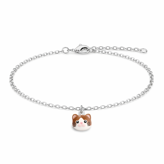 Brown and White Cat Bracelet
