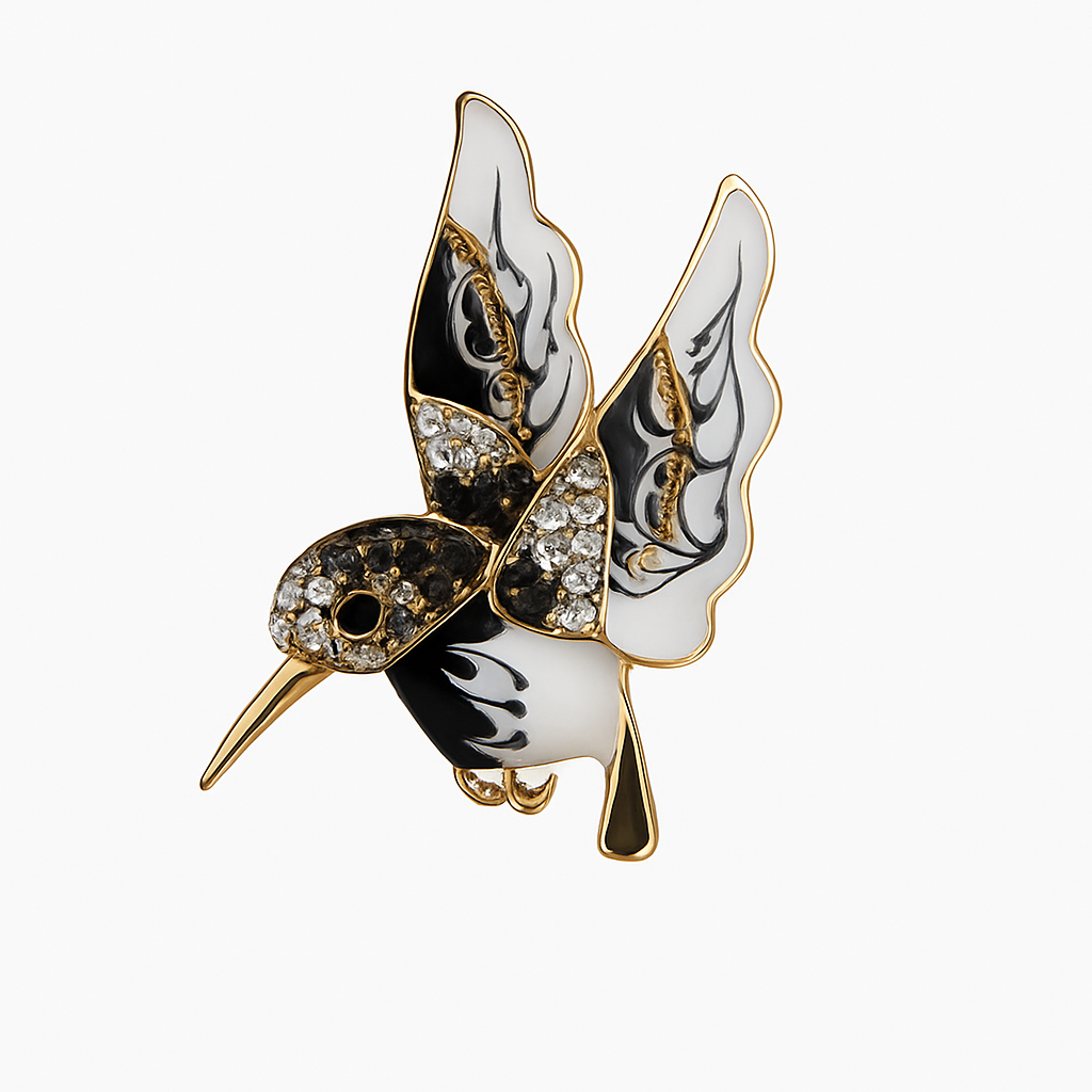 Crystal Hummingbird Brooch