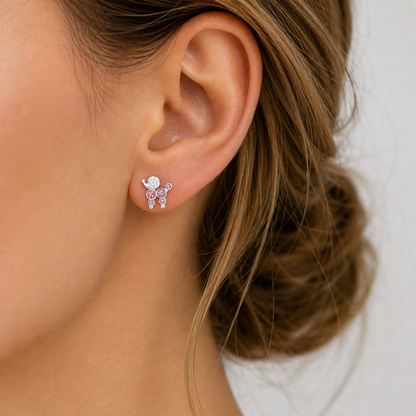 Sterling Silver Crystal Poodle Earrings - The Pet Drop