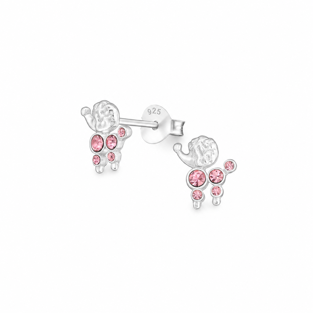 Sterling Silver Crystal Poodle Earrings - The Pet Drop