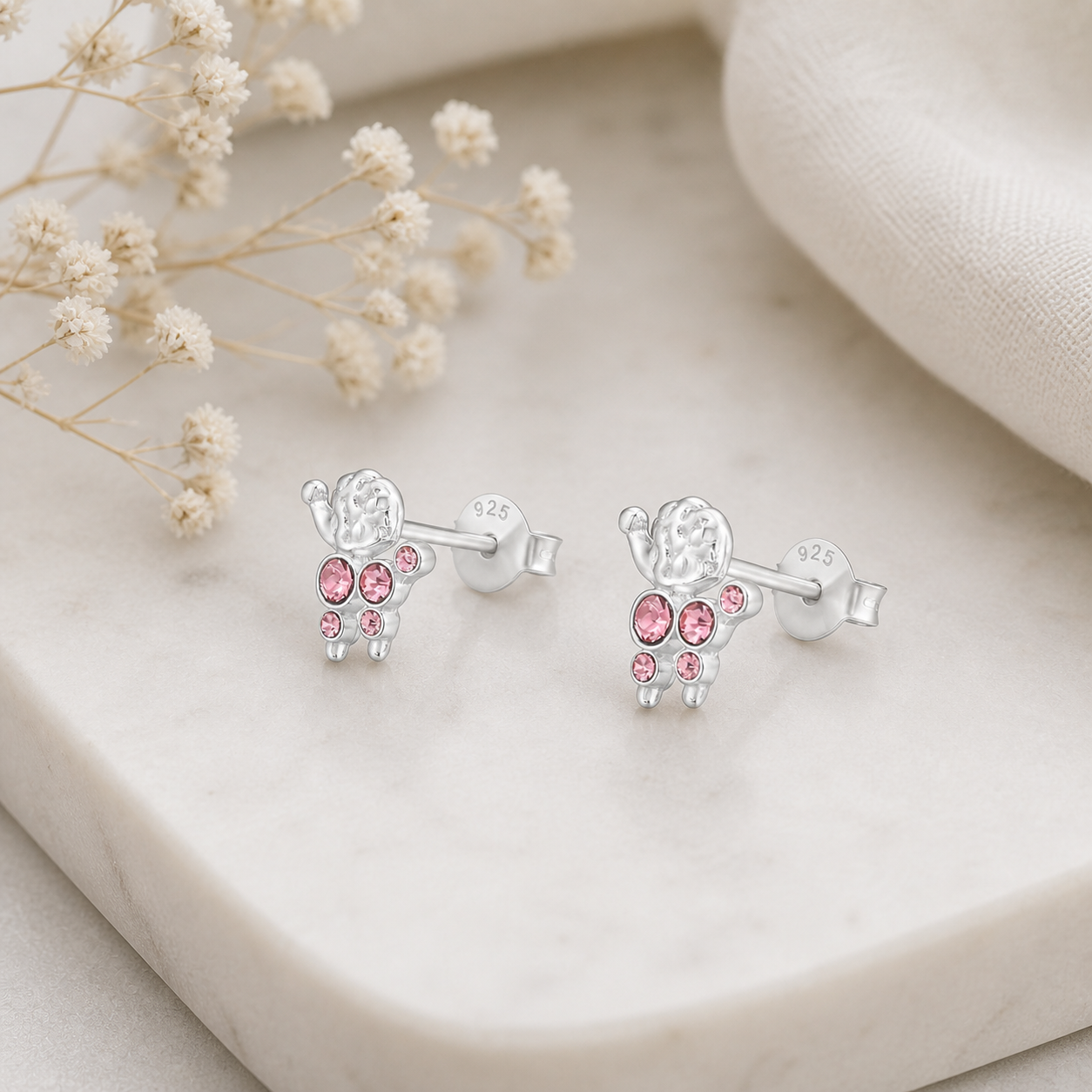 Sterling Silver Crystal Poodle Earrings - The Pet Drop