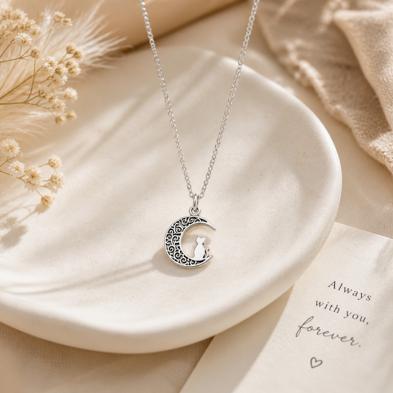 Cat on the Moon Necklace - The Pet Drop
