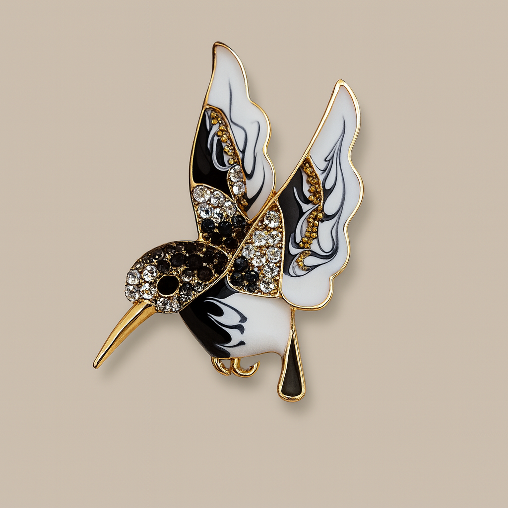 Crystal Hummingbird Brooch