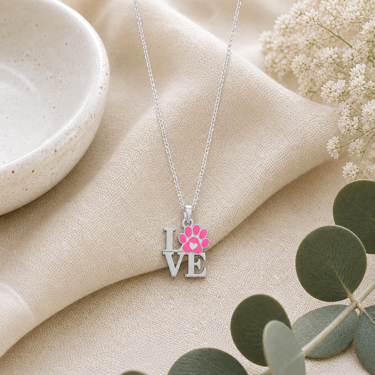 Pink Paws for Love Necklace - The Pet Drop