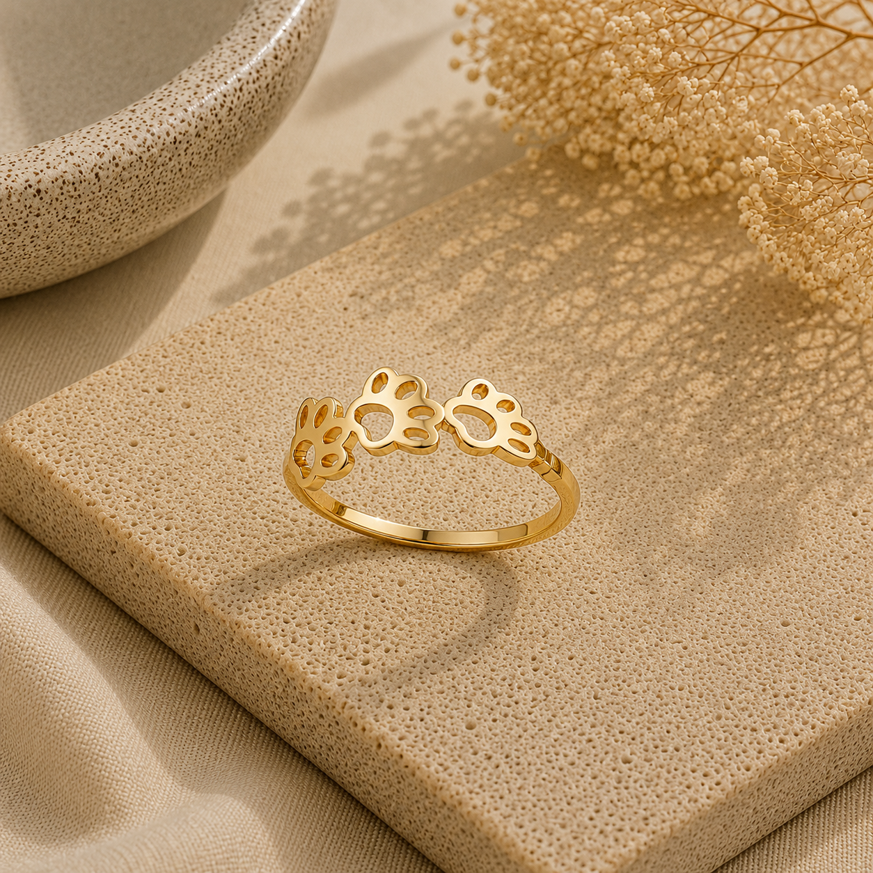 Golden Little Paws Ring - The Pet Drop