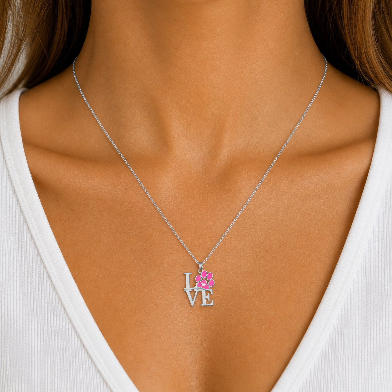 Pink Paws for Love Necklace - The Pet Drop