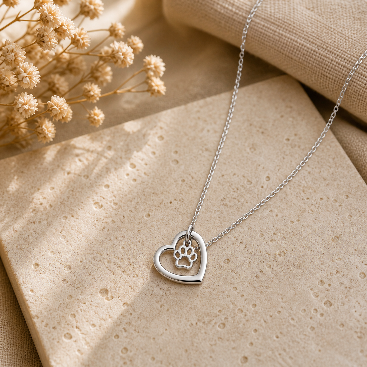 Paw Print on my Heart Necklace - The Pet Drop
