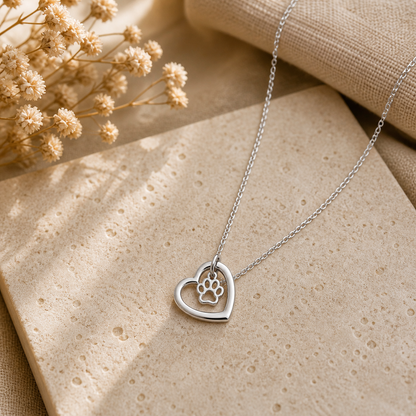 Paw Print on my Heart Necklace - The Pet Drop