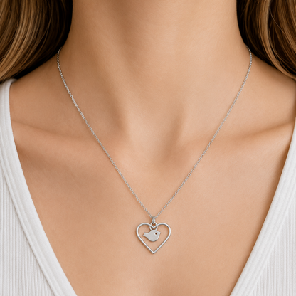 Robin in my Heart Necklace - The Pet Drop