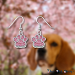 Pink Sparkle Paws Earrings